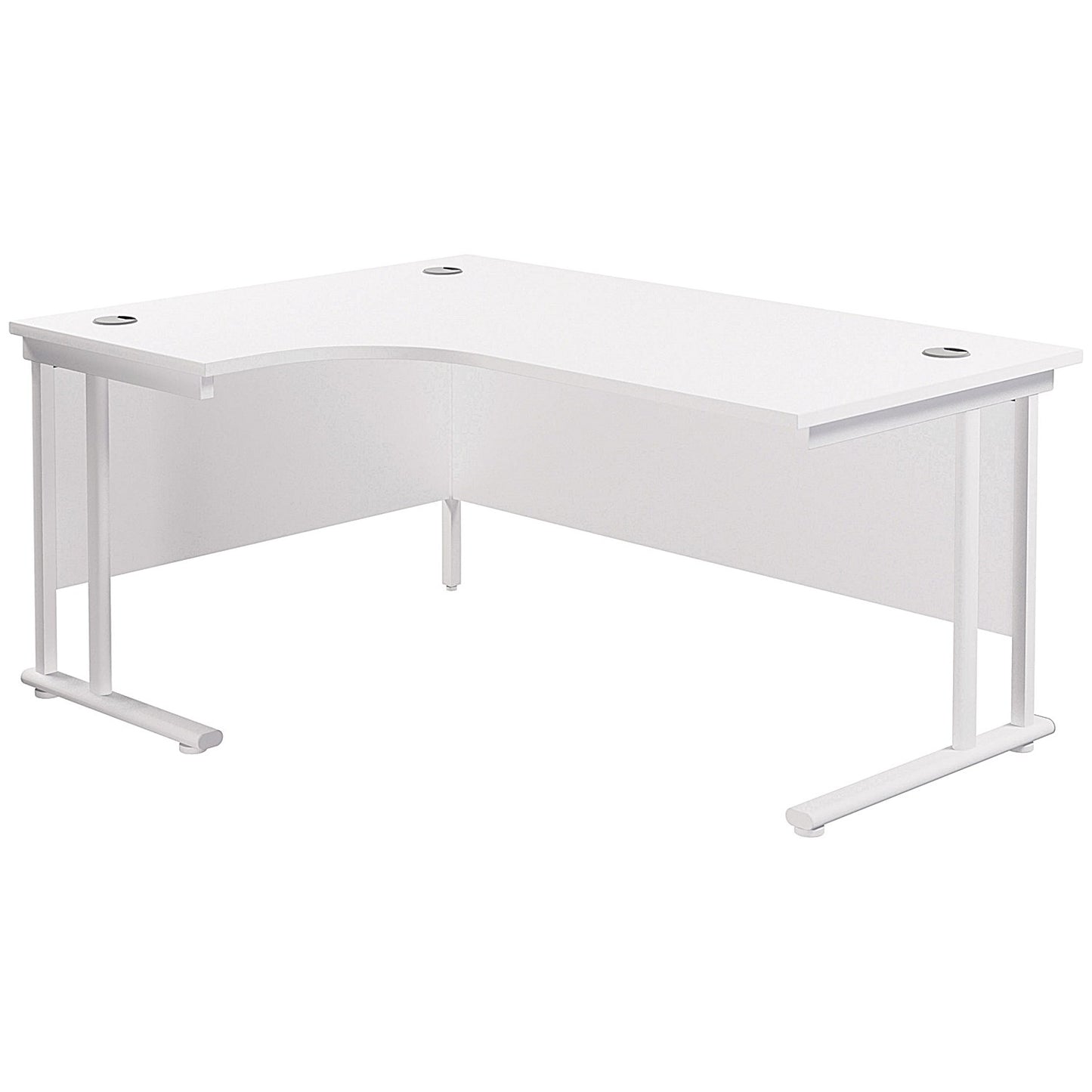 Jemini 1800mm Corner Desk, Left Hand, White Double Cantilever Legs, Oak