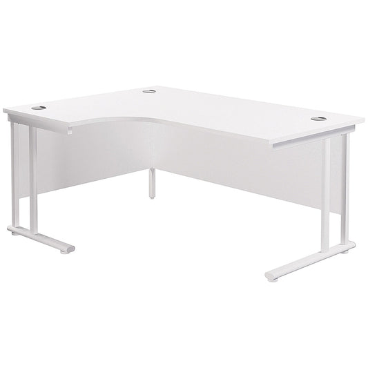 Jemini 1800mm Corner Desk, Left Hand, White Double Cantilever Legs, Oak