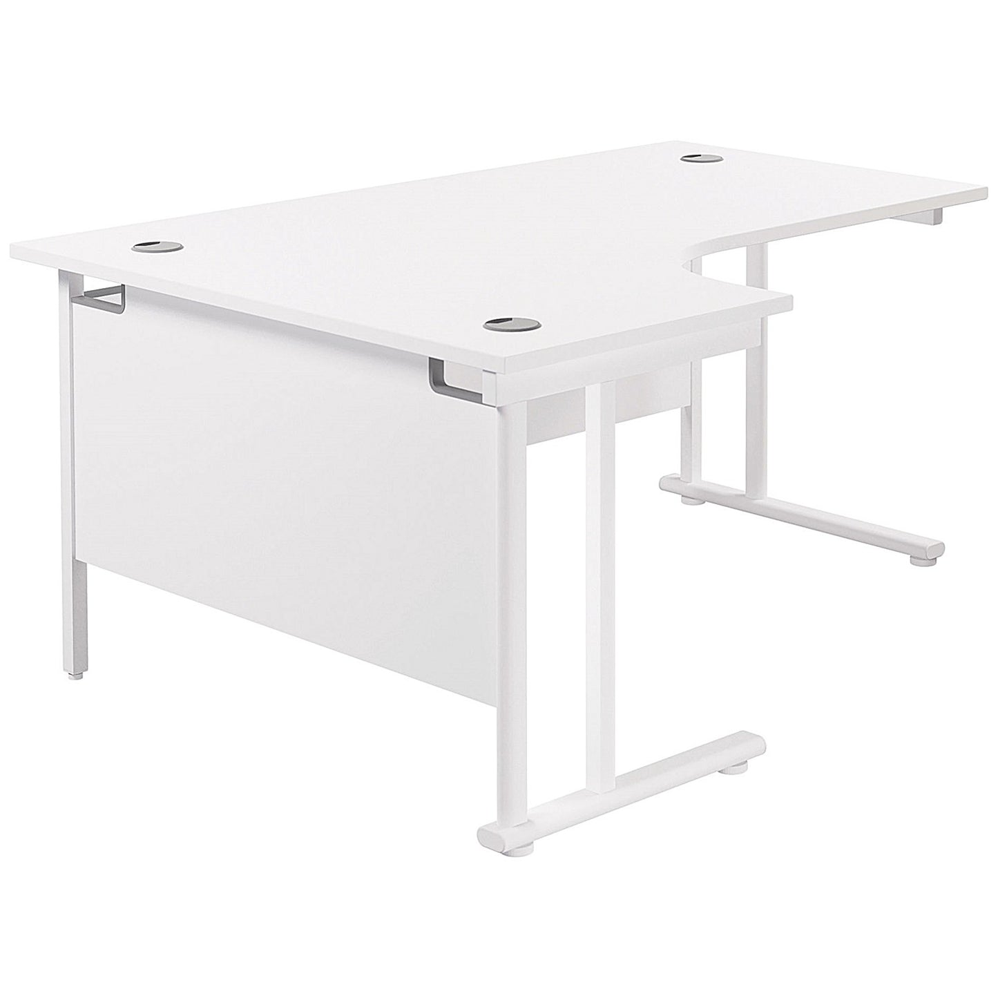 Jemini 1800mm Corner Desk, Left Hand, White Double Cantilever Legs, Oak