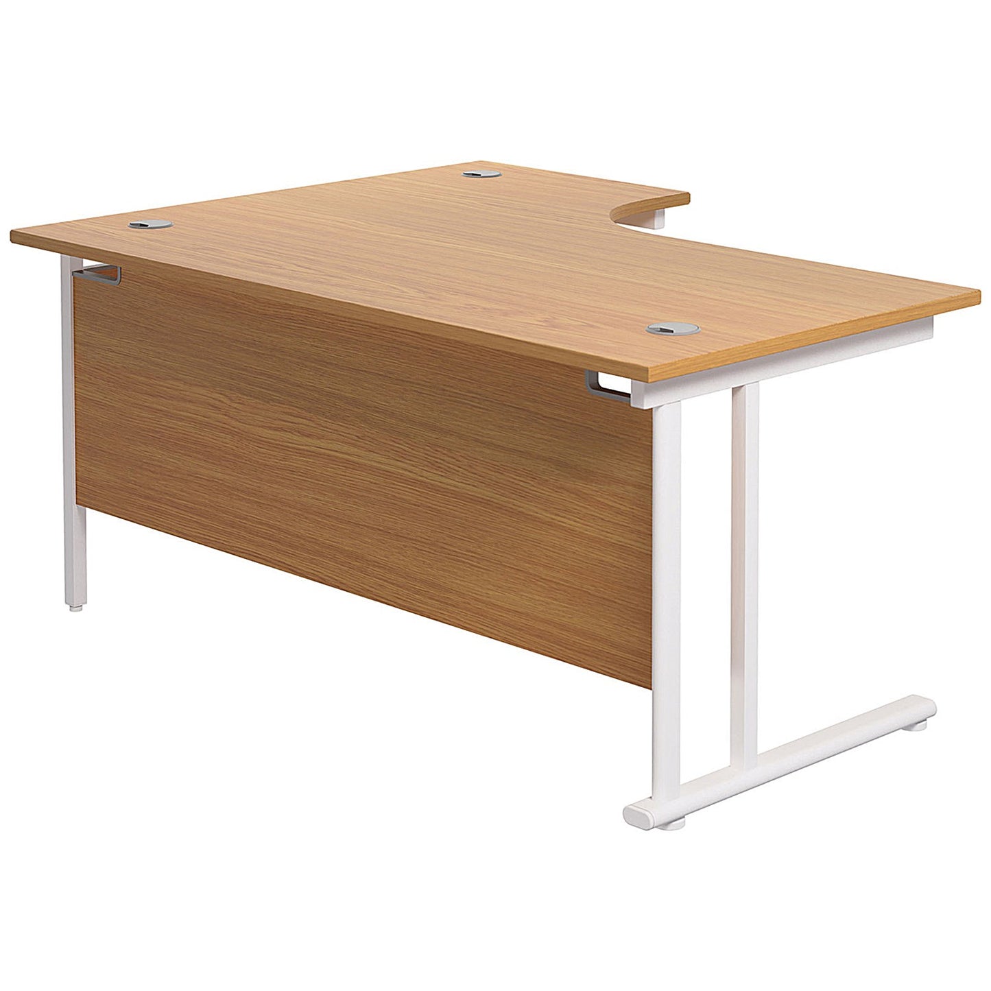 Jemini 1800mm Corner Desk, Right Hand, White Double Cantilever Legs, Oak