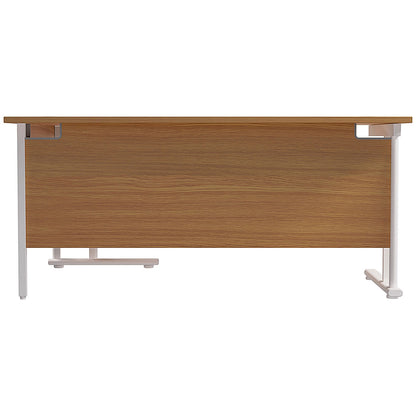 Jemini 1800mm Corner Desk, Right Hand, White Double Cantilever Legs, Oak
