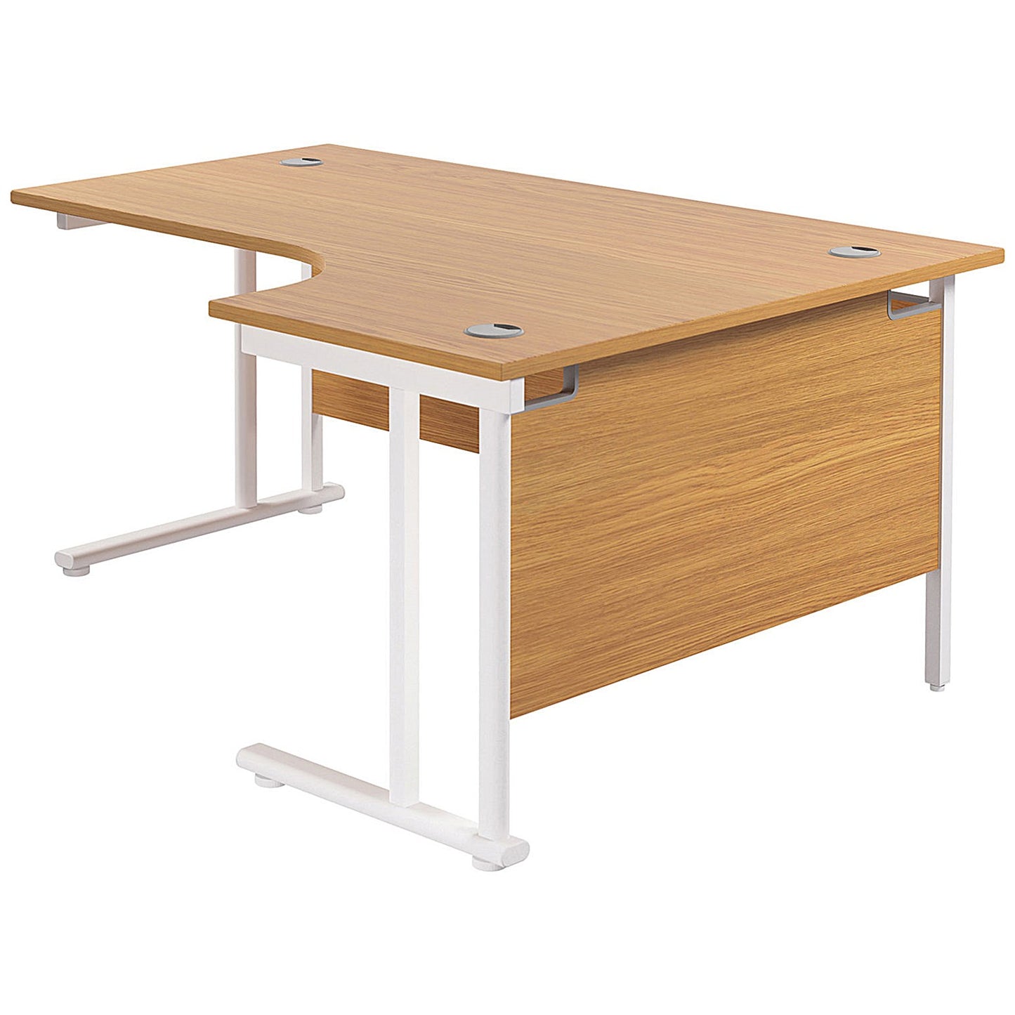 Jemini 1800mm Corner Desk, Right Hand, White Double Cantilever Legs, Oak