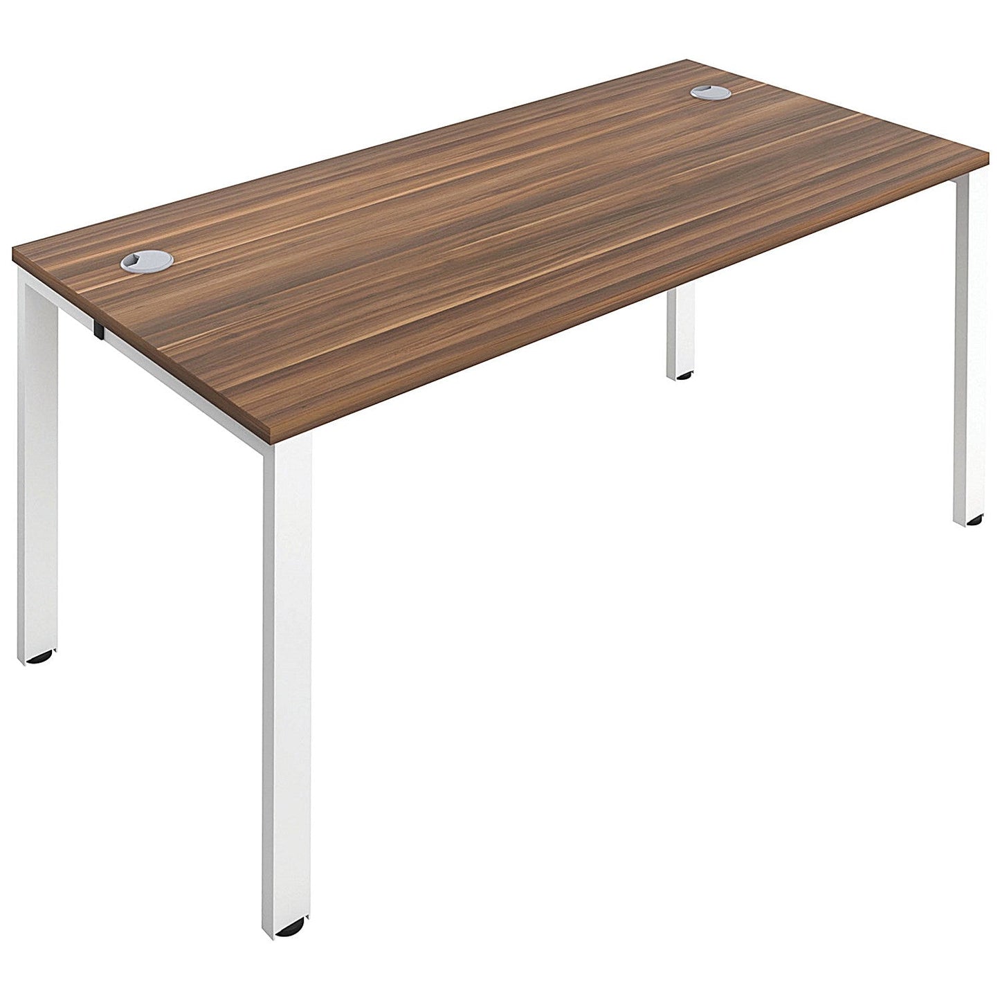 Jemini 1 Person Bench Desk, 1200mm (800mm Deep), White Frame, Walnut Easy2Order : KF808534