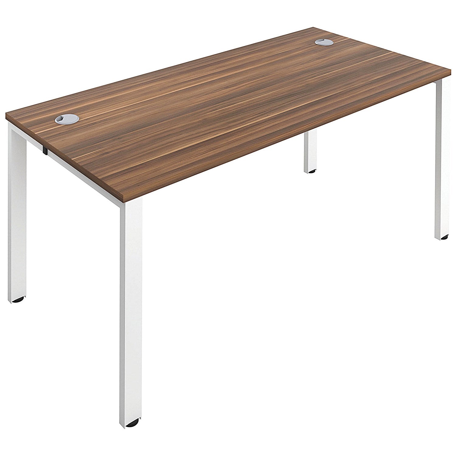 Jemini 1 Person Bench Desk, 1200mm (800mm Deep), White Frame, Walnut Easy2Order : KF808534