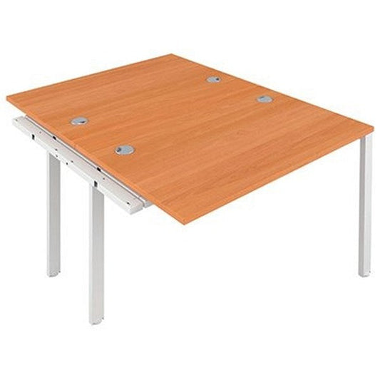 Jemini 2 Person Bench Desk Extension, Back to Back, 2 x 1200mm (800mm Deep), White Frame, Beech Easy2Order : KF808602