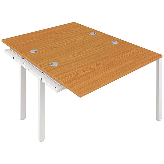 Jemini 2 Person Bench Desk Extension, Back to Back, 2 x 1200mm (800mm Deep), White Frame, Oak Easy2Order : KF808626