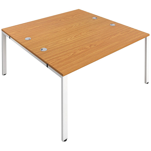 Jemini 2 Person Bench Desk, Back to Back, 2 x 1200mm (800mm Deep), White Frame, Oak Easy2Order : KF808688