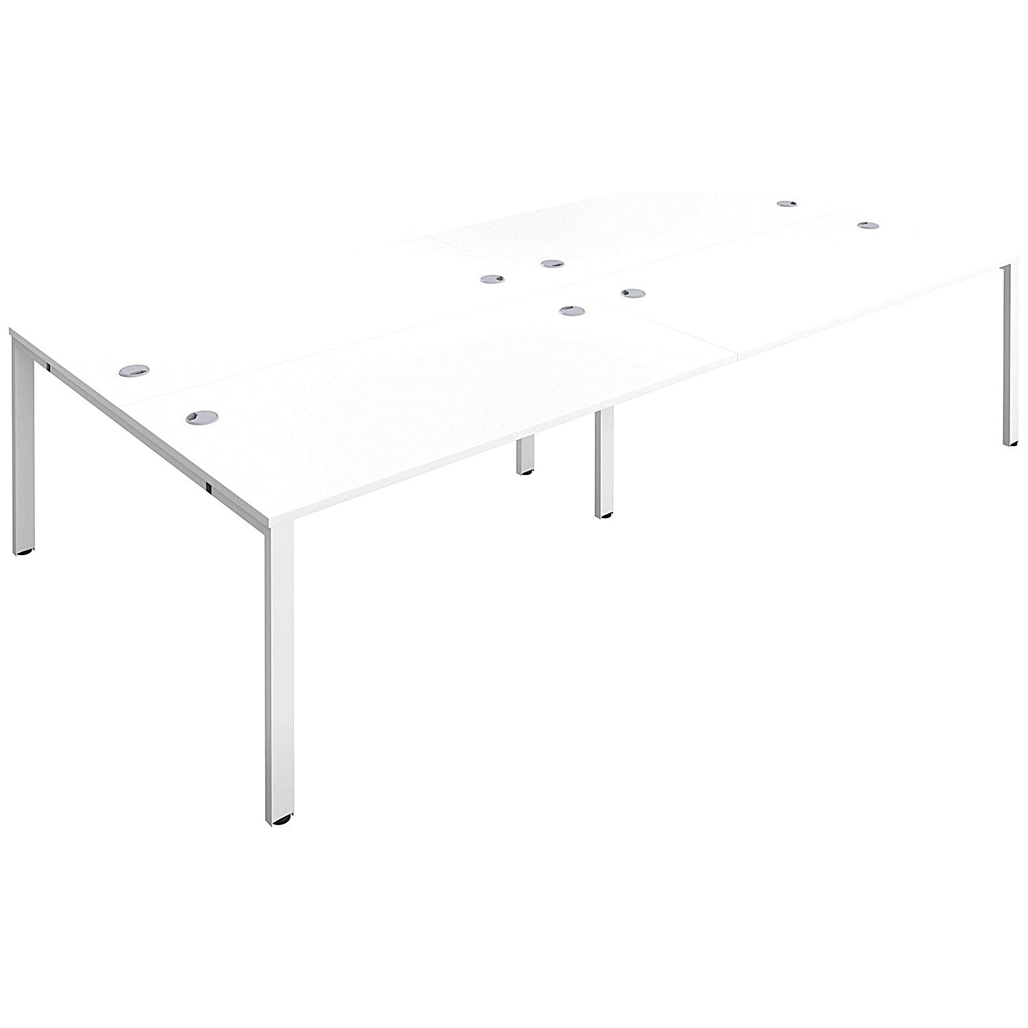 Jemini 4 Person Bench Desk, Back to Back, 4 x 1200mm (800mm Deep), White Frame, White Easy2Order : KF808756