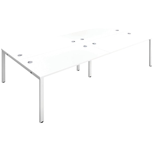 Jemini 4 Person Bench Desk, Back to Back, 4 x 1200mm (800mm Deep), White Frame, White Easy2Order : KF808756