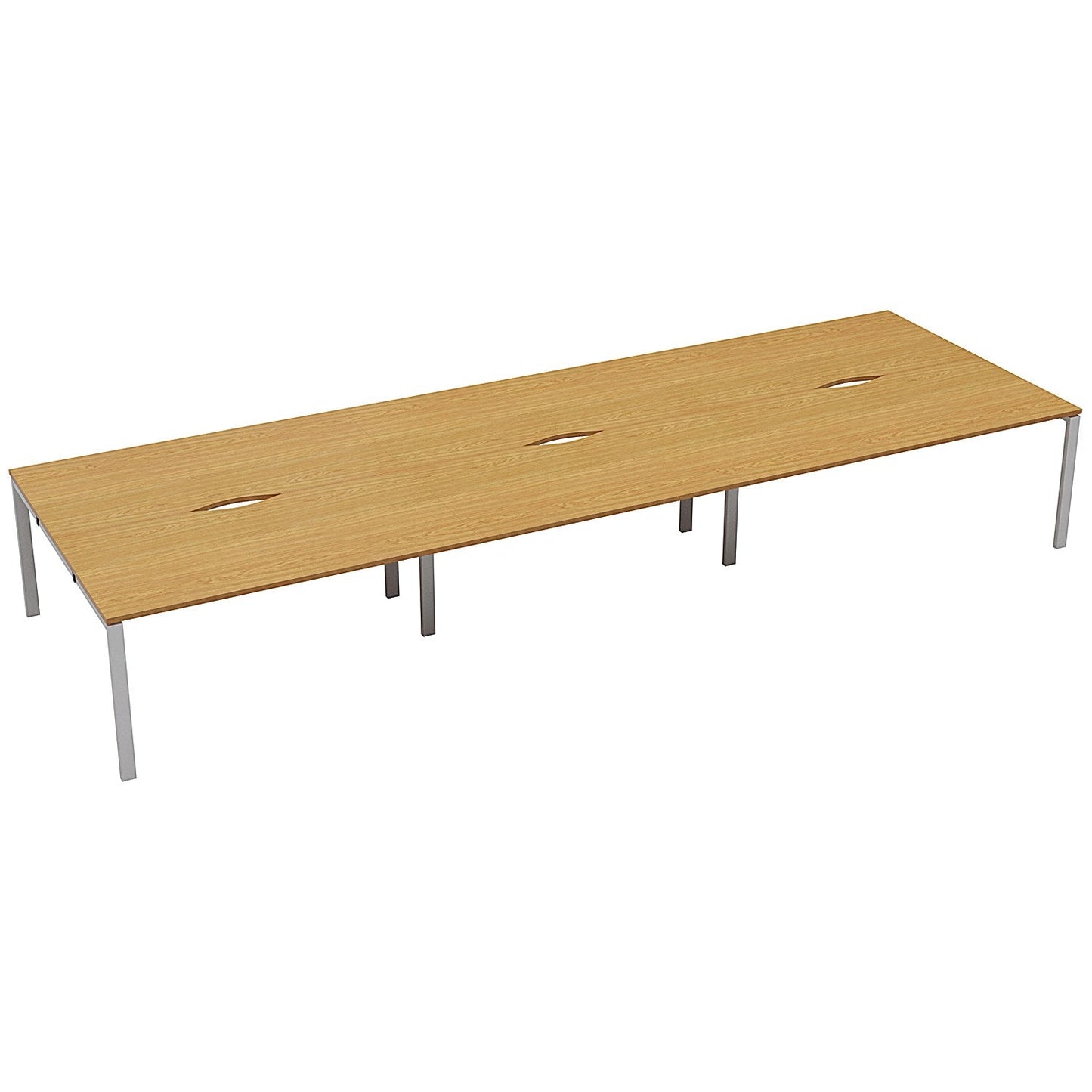 Jemini 6 Person Bench Desk, Back to Back, 6 x 1200mm (800mm Deep), White Frame, Oak Easy2Order : KF808800