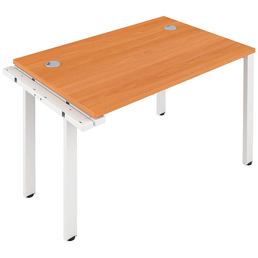 Jemini 1 Person Bench Desk Extension, 1400mm (800mm Deep), White Frame, Beech Easy2Order : KF808909