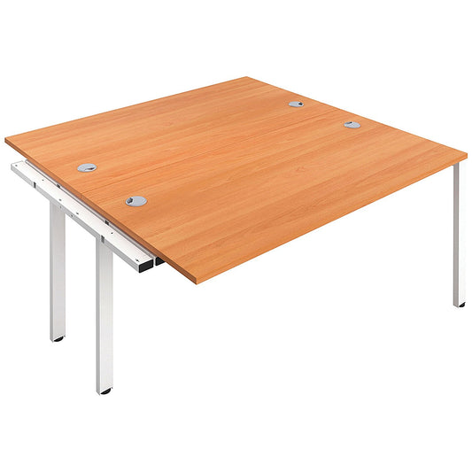 Jemini 2 Person Bench Desk Extension, Back to Back, 2 x 1400mm (800mm Deep), White Frame, Beech Easy2Order : KF808961