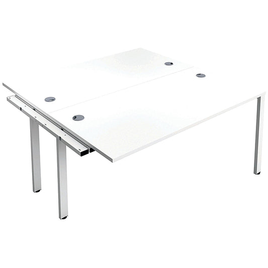 Jemini 2 Person Bench Desk Extension, Back to Back, 2 x 1400mm (800mm Deep), White Frame, White Easy2Order : KF808992