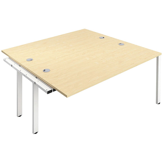 Jemini 2 Person Bench Desk Extension, Back to Back, 2 x 1400mm (800mm Deep), White Frame, Maple Easy2Order : KF809005