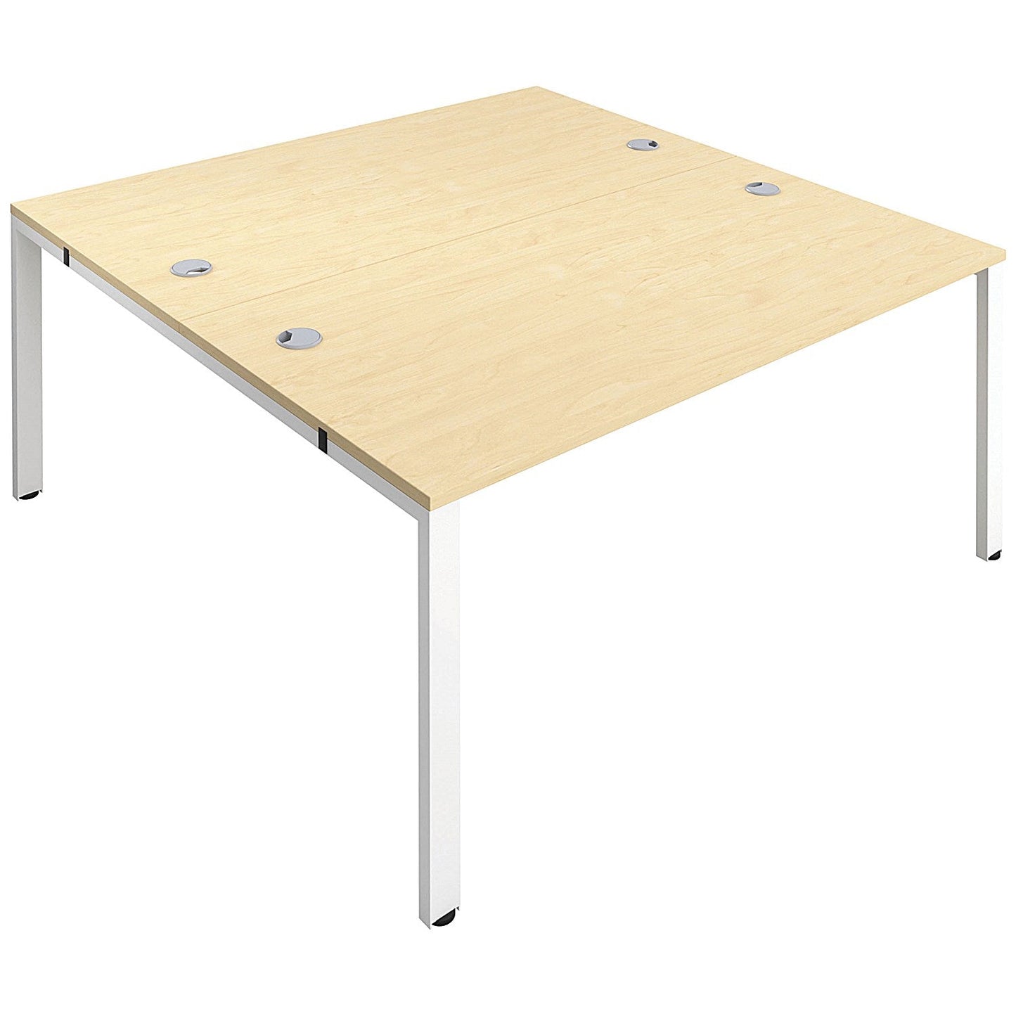 Jemini 2 Person Bench Desk, Back to Back, 2 x 1400mm (800mm Deep), White Frame, Maple Easy2Order : KF809067