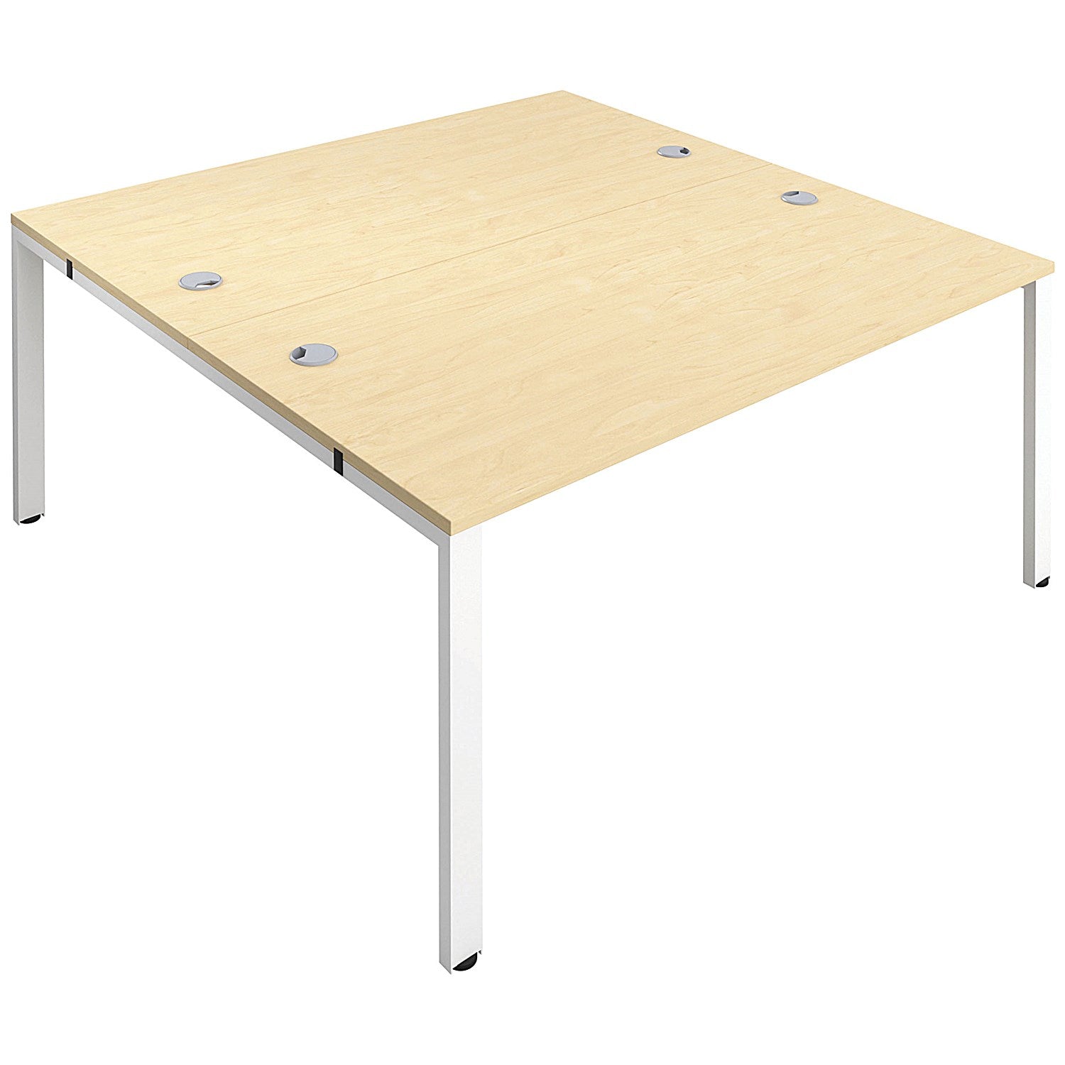 Jemini 2 Person Bench Desk, Back to Back, 2 x 1400mm (800mm Deep), White Frame, Maple Easy2Order : KF809067