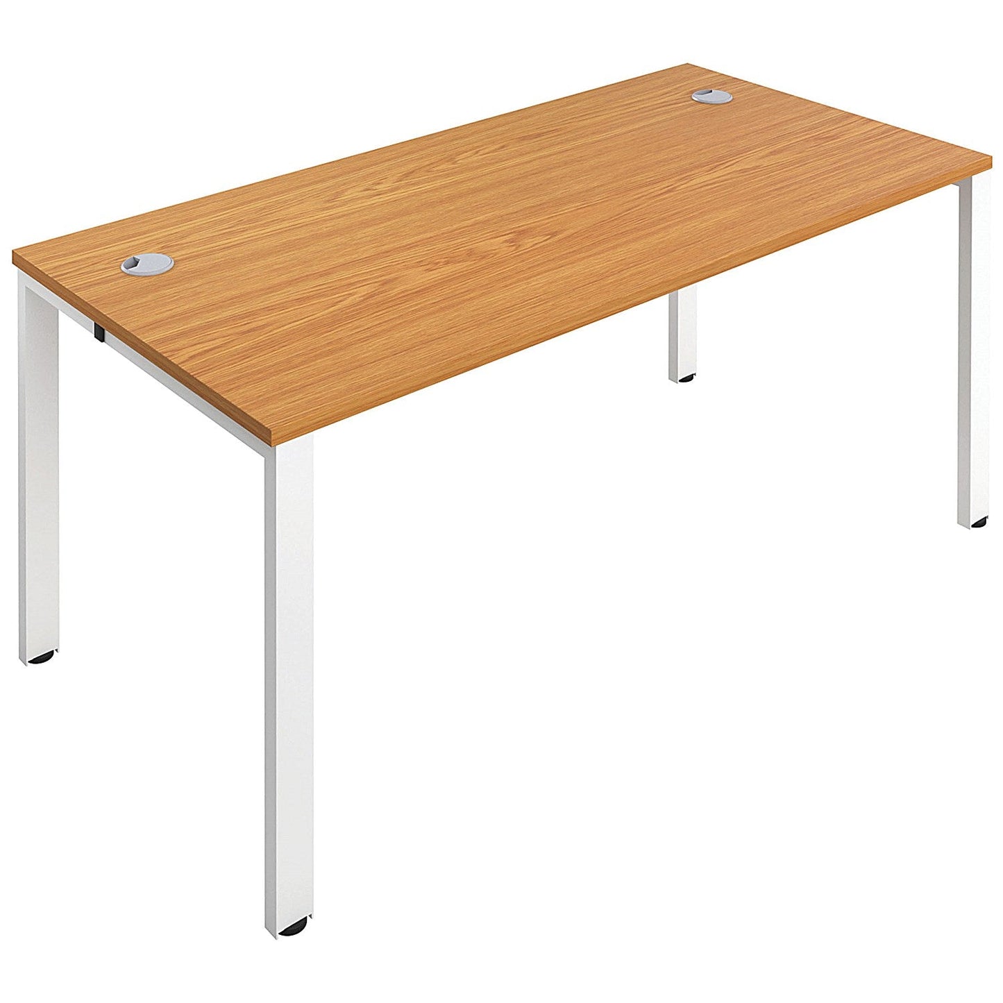 Jemini 1 Person Bench Desk, 1600mm (800mm Deep), White Frame, Oak Easy2Order : KF809227