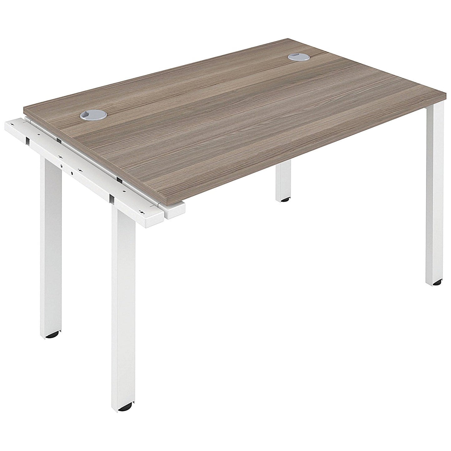 Jemini 1 Person Bench Desk Extension, 1600mm (800mm Deep), White Frame, Grey Oak Easy2Order : KF809272