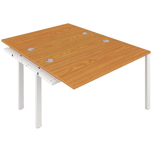 Jemini 2 Person Bench Desk Extension, Back to Back, 2 x 1600mm (800mm Deep), White Frame, Oak Easy2Order : KF809340