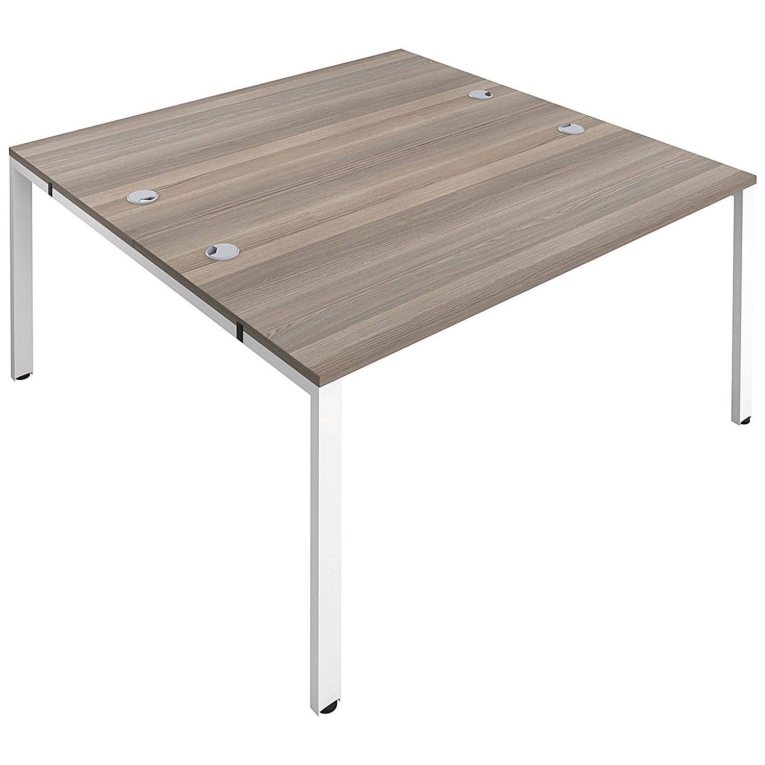 Jemini 2 Person Bench Desk, Back to Back, 2 x 1600mm (800mm Deep), White Frame, Grey Oak Easy2Order : KF809395