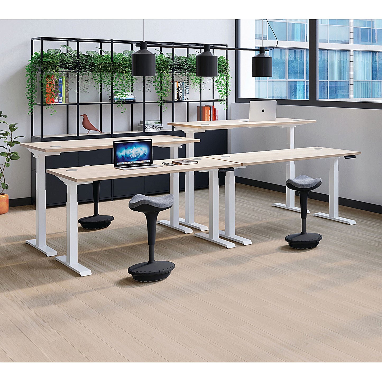 Jemini Sit-Stand Desk, Silver Leg, 1200mm, Beech Top