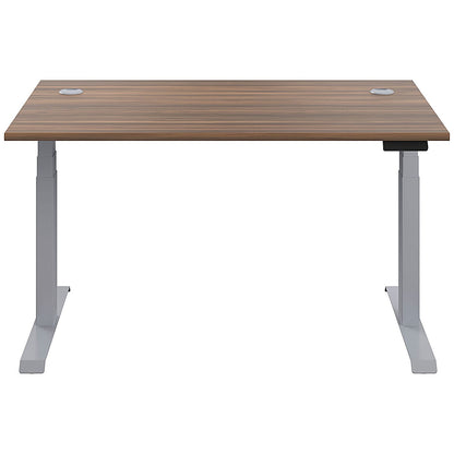 Jemini Sit-Stand Desk, Silver Leg, 1200mm, Walnut Top