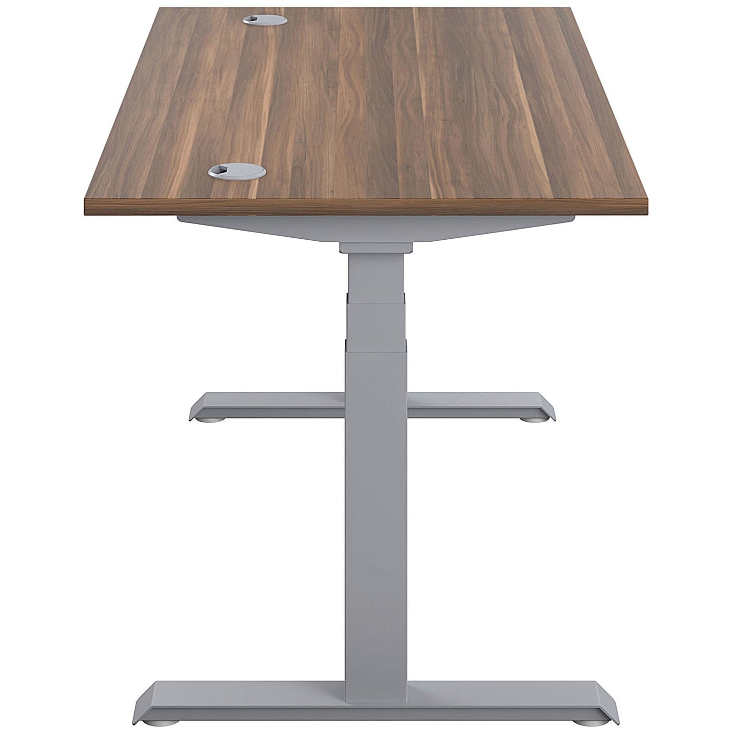 Jemini Sit-Stand Desk, Silver Leg, 1200mm, Walnut Top