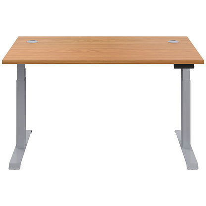 Jemini Sit-Stand Desk, Silver Leg, 1200mm, Oak Top