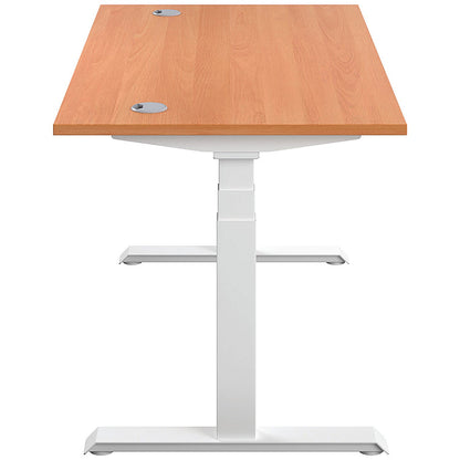 Jemini Sit-Stand Desk, White Leg, 1200mm, Beech Top