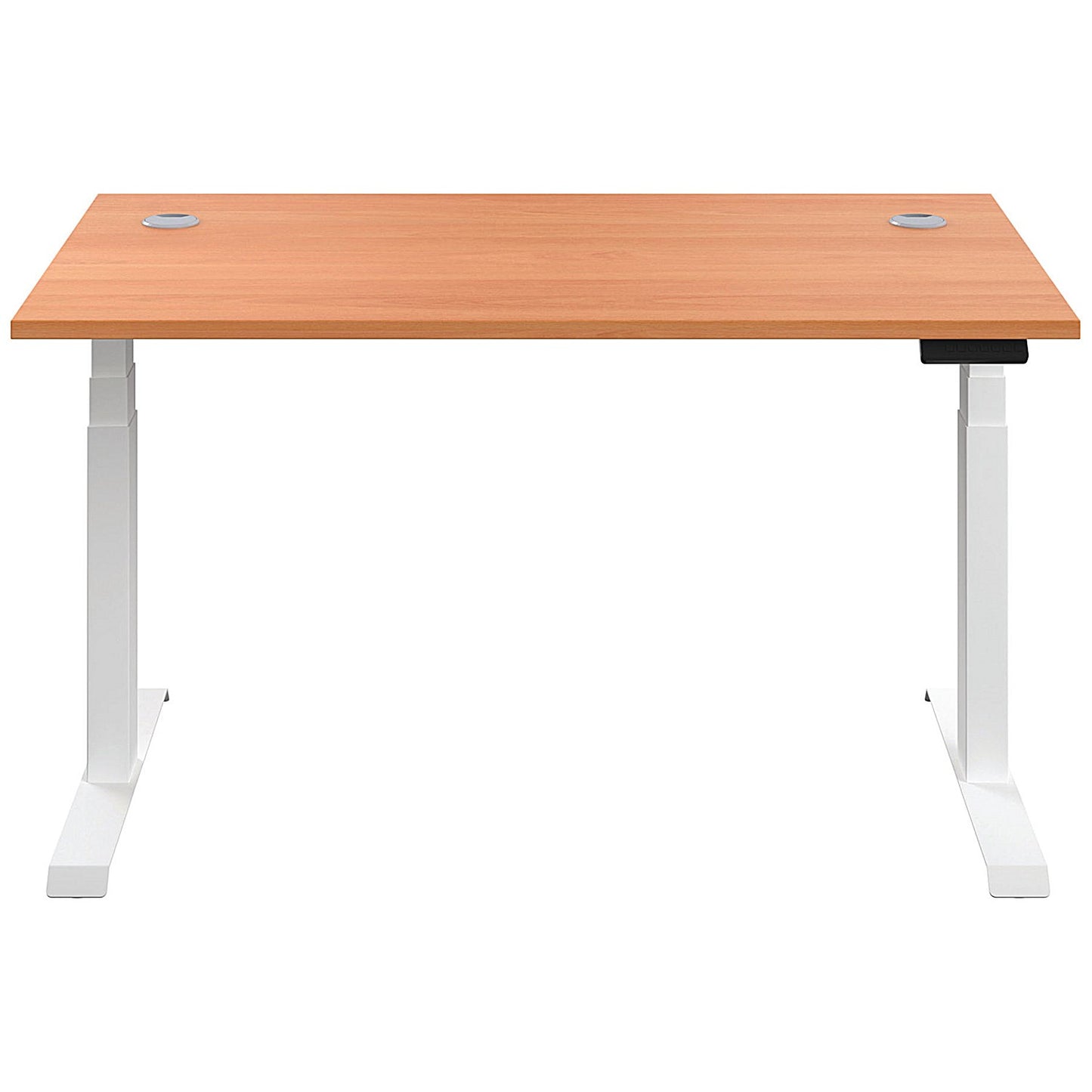 Jemini Sit-Stand Desk, White Leg, 1200mm, Beech Top
