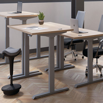 Jemini Sit-Stand Desk, White Leg, 1200mm, Beech Top