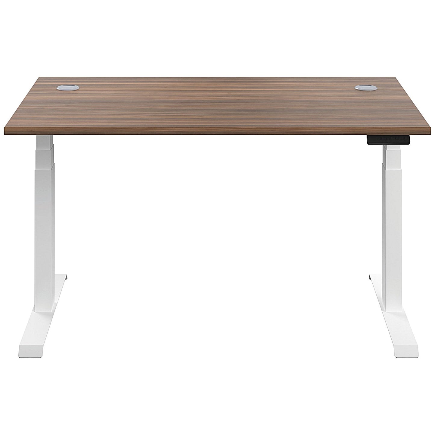 Jemini Sit-Stand Desk, White Leg, 1200mm, Walnut Top
