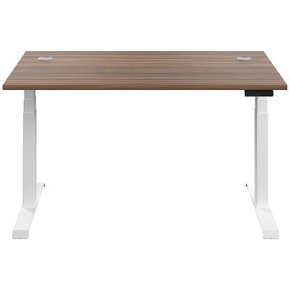 Jemini Sit-Stand Desk, White Leg, 1200mm, Walnut Top