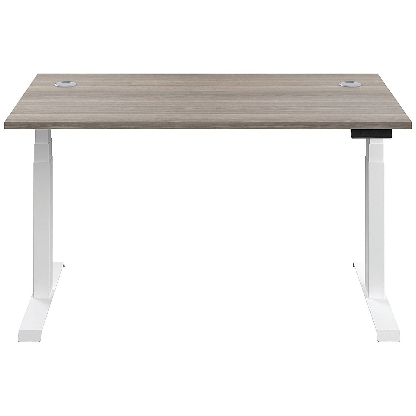 Jemini Sit-Stand Desk, White Leg, 1200mm, Grey Oak Top