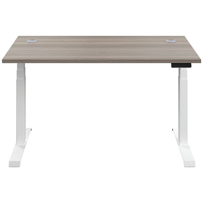 Jemini Sit-Stand Desk, White Leg, 1200mm, Grey Oak Top