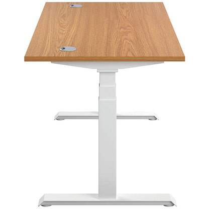 Jemini Sit-Stand Desk, White Leg, 1200mm, Oak Top