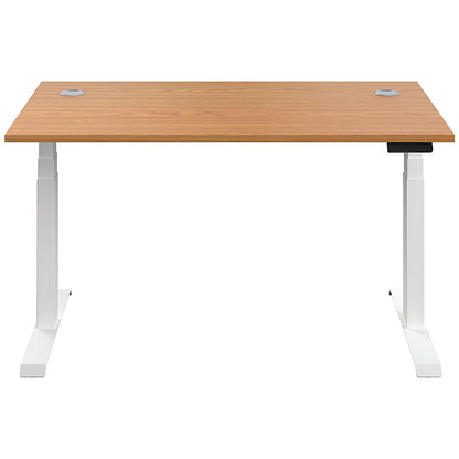 Jemini Sit-Stand Desk, White Leg, 1200mm, Oak Top