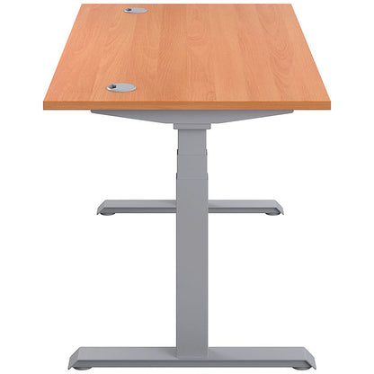 Jemini Sit-Stand Desk, Silver Leg, 1400mm, Beech Top
