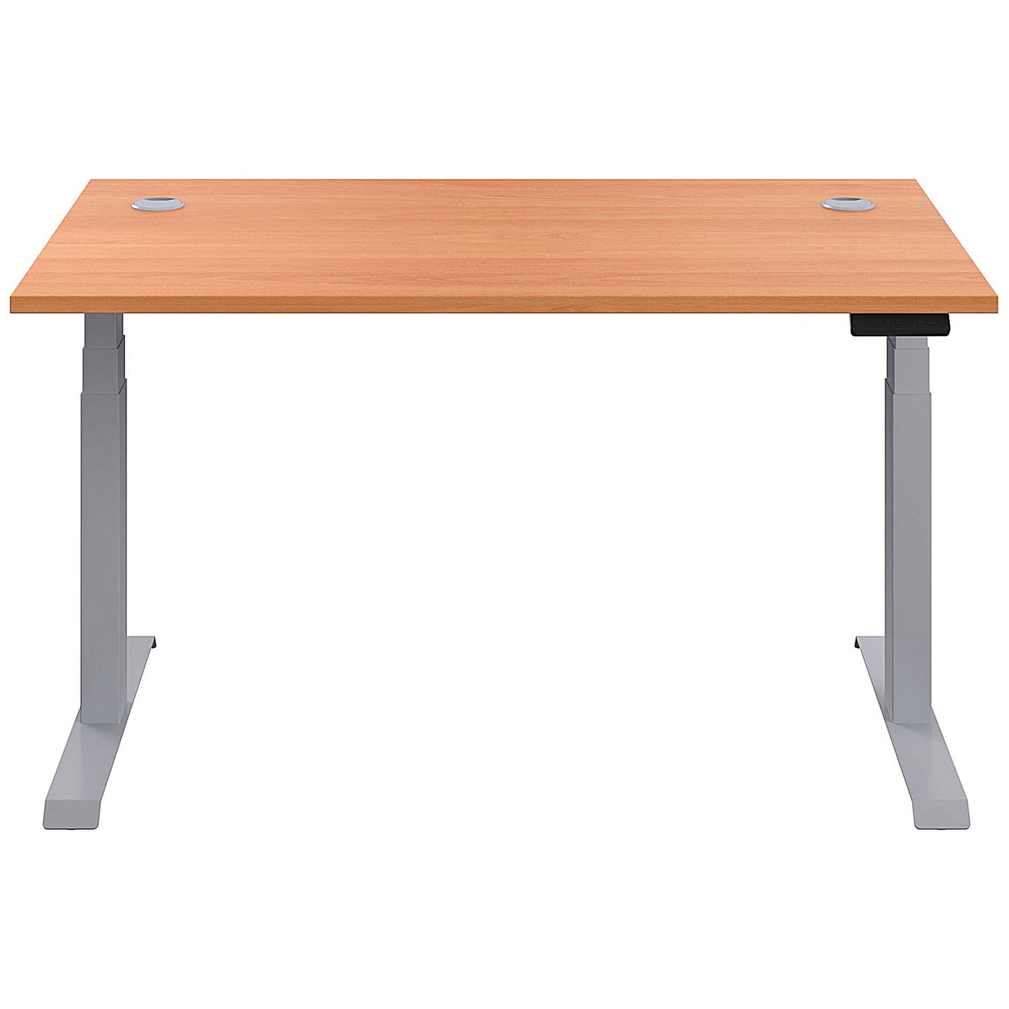 Jemini Sit-Stand Desk, Silver Leg, 1400mm, Beech Top