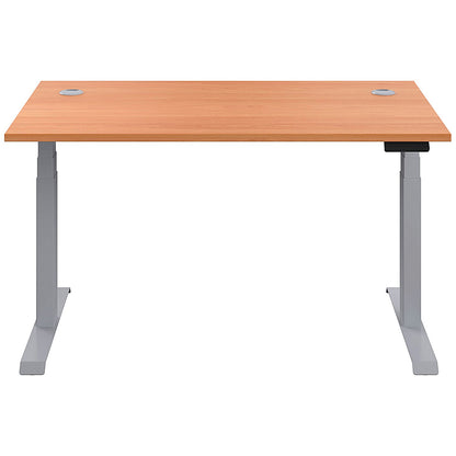 Jemini Sit-Stand Desk, Silver Leg, 1400mm, Beech Top