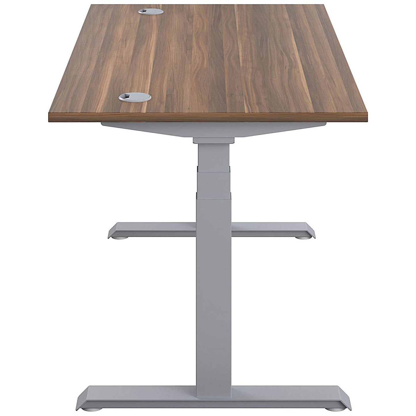 Jemini Sit-Stand Desk, Silver Leg, 1400mm, Walnut Top