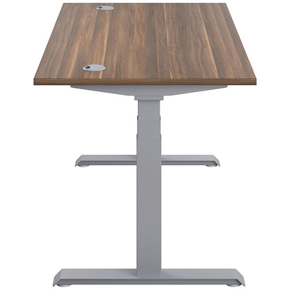 Jemini Sit-Stand Desk, Silver Leg, 1400mm, Walnut Top