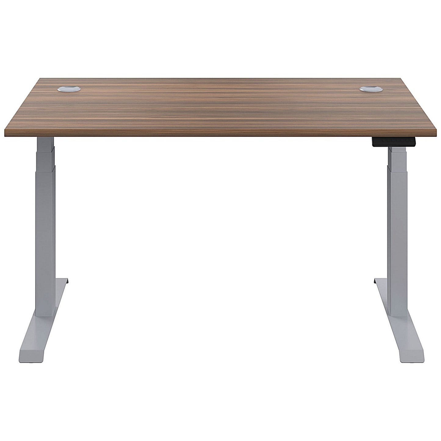 Jemini Sit-Stand Desk, Silver Leg, 1400mm, Walnut Top
