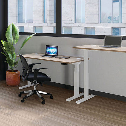 Jemini Sit-Stand Desk, Silver Leg, 1400mm, Walnut Top