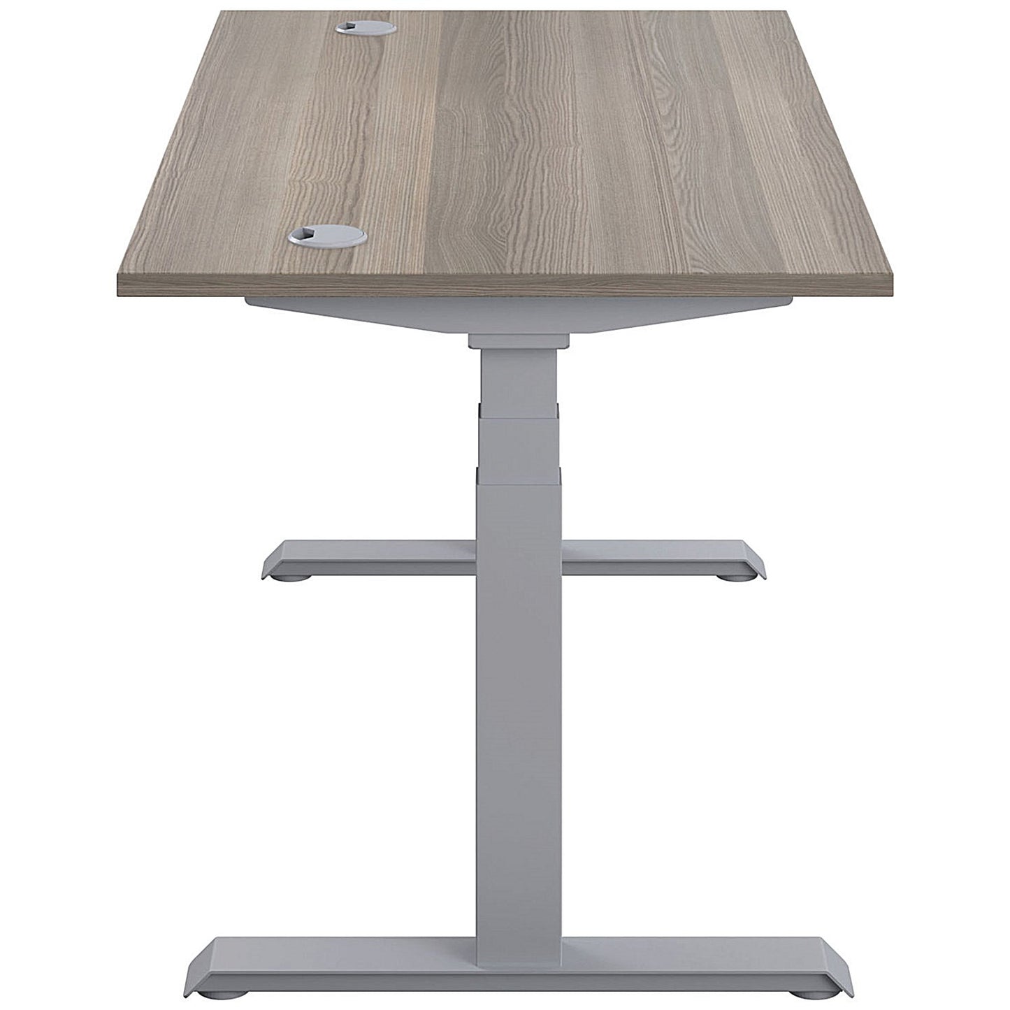 Jemini Sit-Stand Desk, Silver Leg, 1400mm, Grey Oak Top