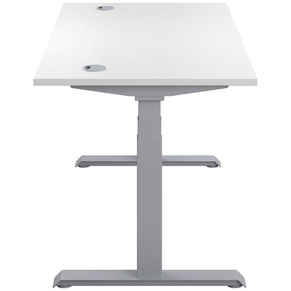 Jemini Sit-Stand Desk, Silver Leg, 1400mm, White Top