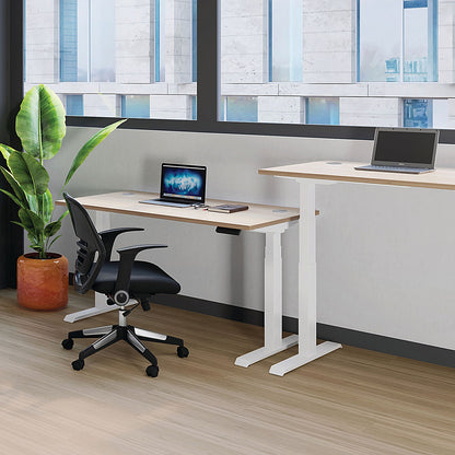 Jemini Sit-Stand Desk, Silver Leg, 1400mm, White Top