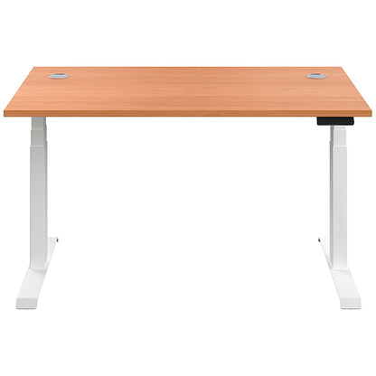 Jemini Sit-Stand Desk, White Leg, 1400mm, Beech Top