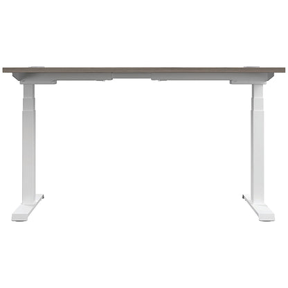 Jemini Sit-Stand Desk, White Leg, 1400mm, Grey Oak Top