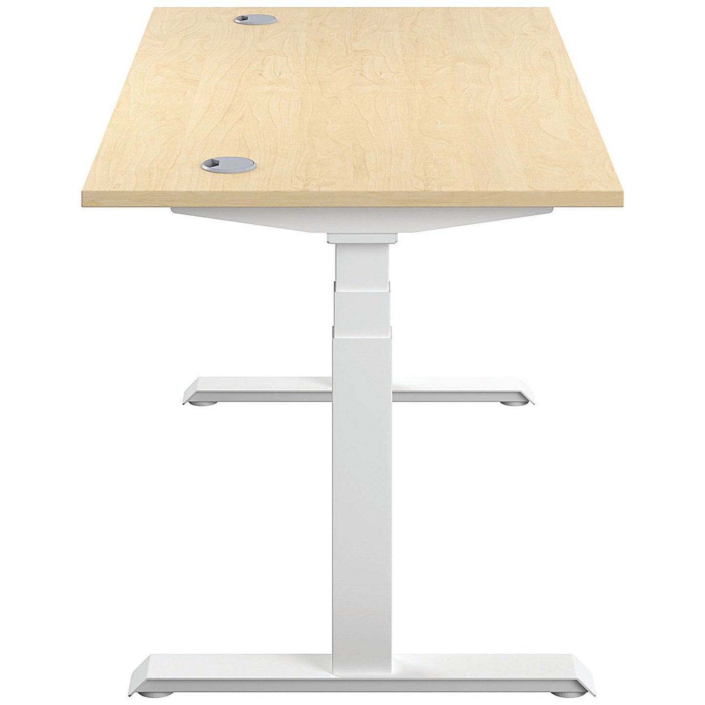Jemini Sit-Stand Desk, White Leg, 1400mm, Maple Top
